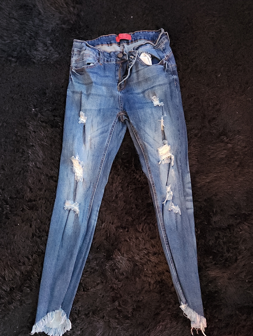 Wax Jean Distressed High-Rise Blue Skinny Jeans, Butt Lift!!